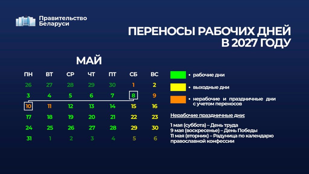 Три выходных подряд в мае — как будем отдыхать и работать в 2027 году